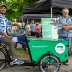 Alper showing off a cargo bike.