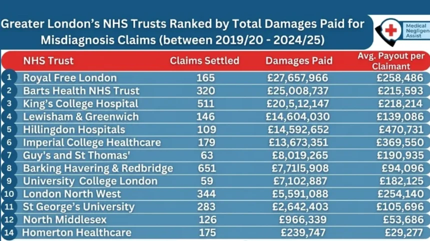 FOI Reveals South London NHS Trusts Paid £35m for Misdiagnosis Errors Cases