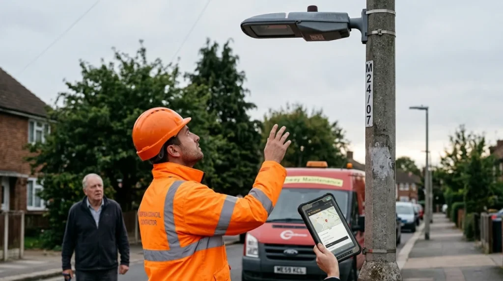 How do you report a street light issue in Merton?