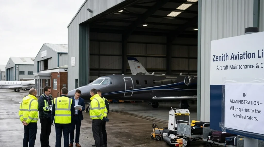 What caused the financial collapse of this South London private jet operator?