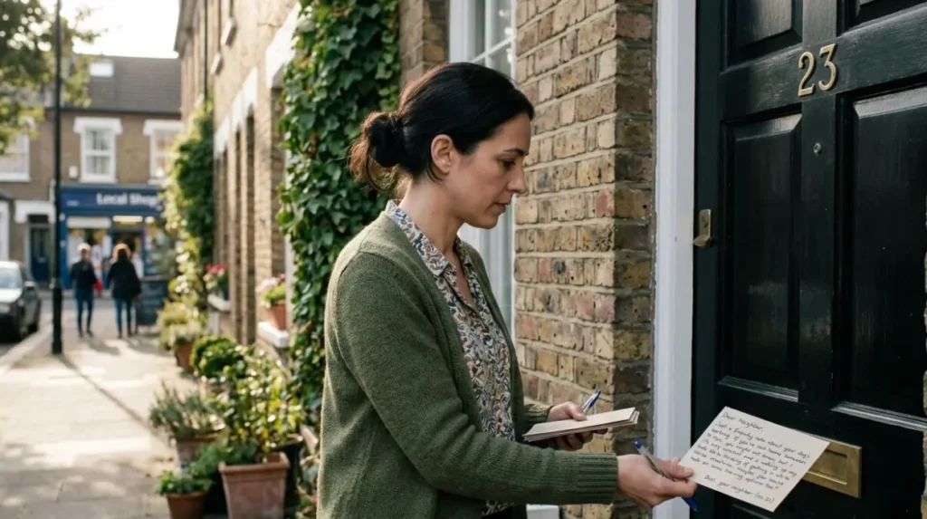 What exactly is a 'Dear Neighbor' card for dog barking?