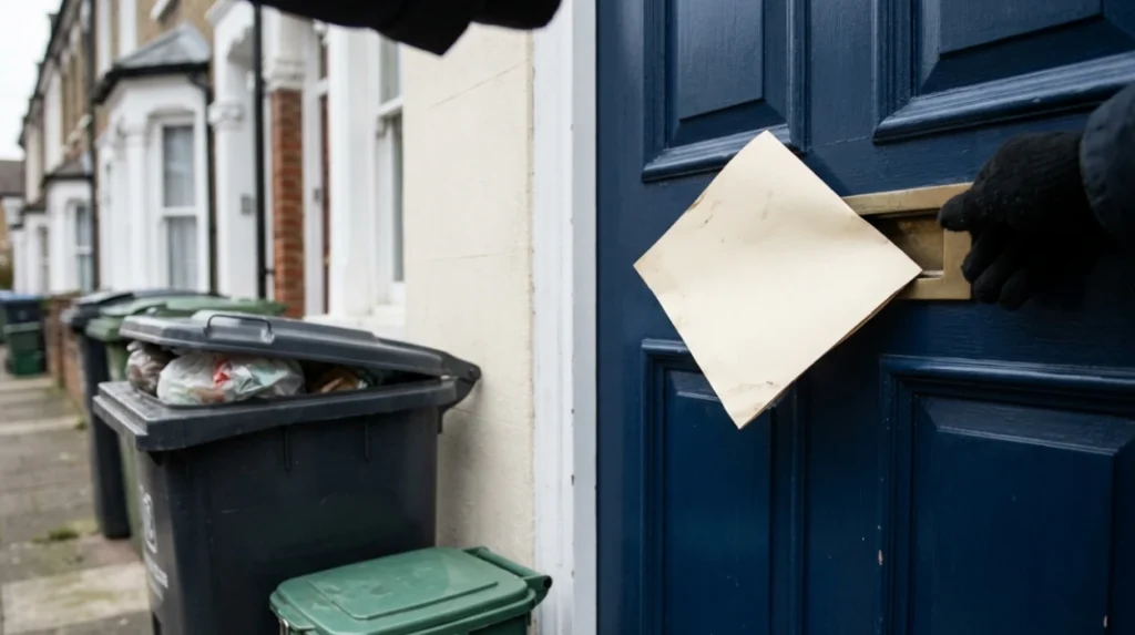 What is a 'Dear Neighbour' card for bin issues?