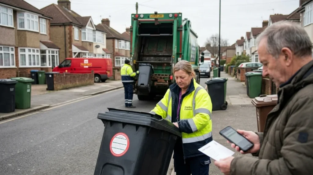 What tools help track bin collections before sending cards?