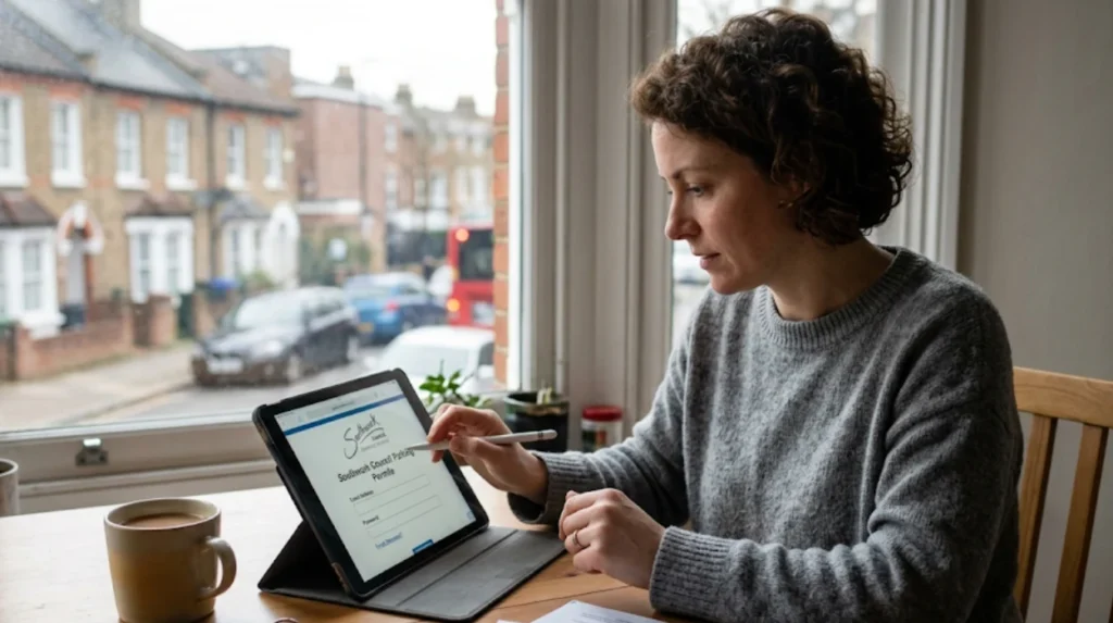 How do you access the online Southwark parking permit system?