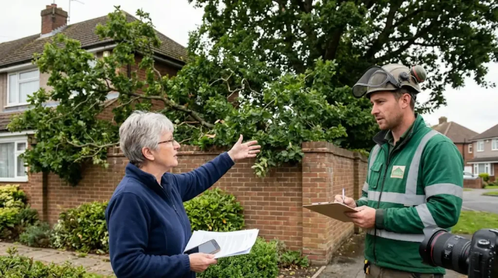 How to handle overhanging branches when the property owner refuses to act