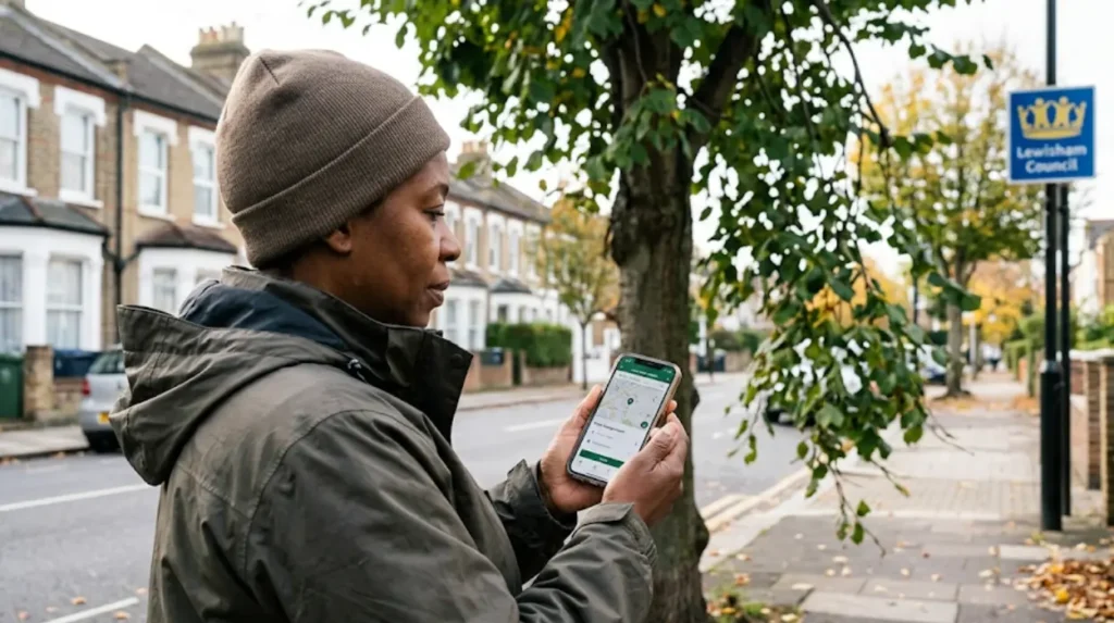 What is the official process to report overhanging branches in Lewisham for 2026
