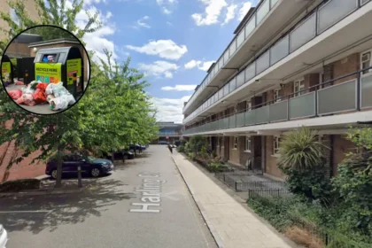Battersea fly-tipping row at Harling Court bins, 2026