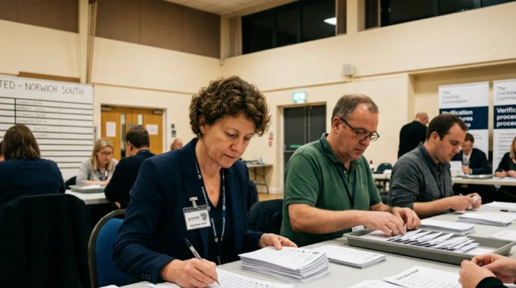 How are Norfolk County Council election results reported and verified?