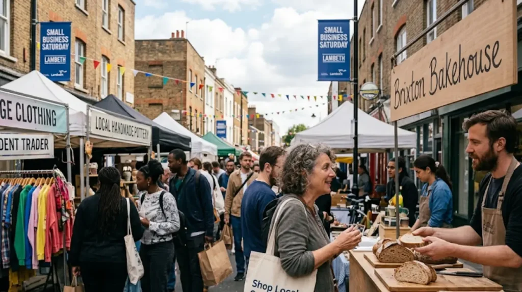 How can visitors ensure their spending supports truly local and independent traders in Lambeth?