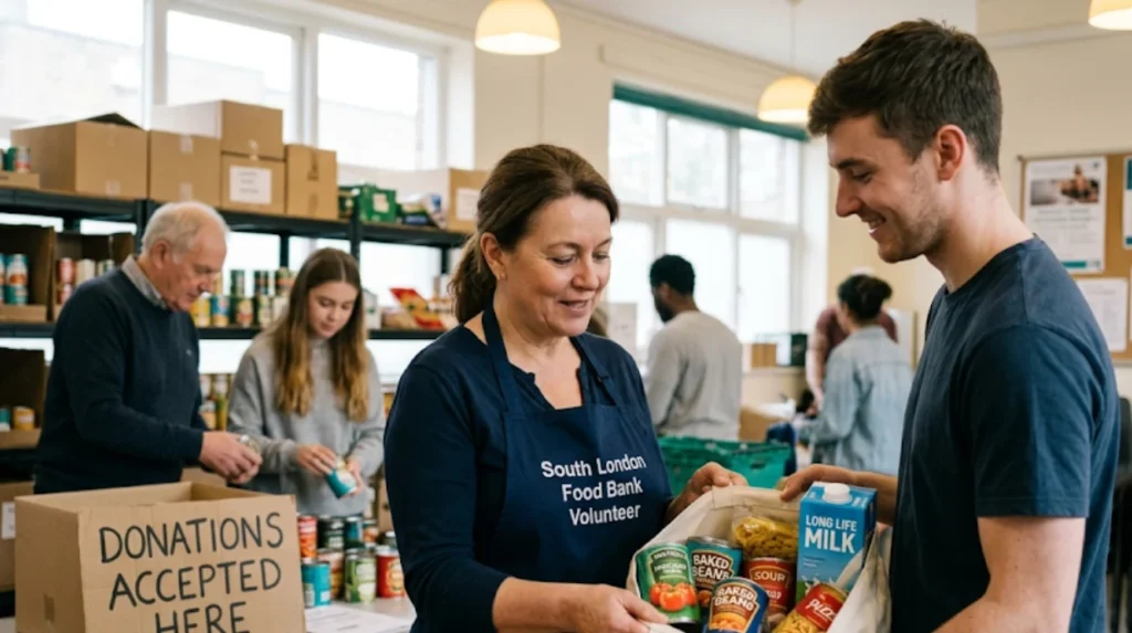 How can you support emergency food banks in South London?