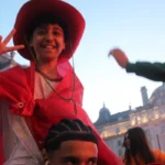 Morocco fans take to the streets of London to celebrate a huge 3-0 victory against Canada.