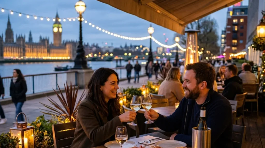 Where can couples find romantic dining and refreshment options in Lambeth?